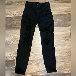 Black American Eagle Ripped Next Level Stretch Jeans